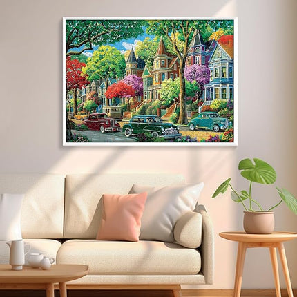 500 Piece Puzzles for Adult, Urban Street Scene Puzzle 500 Pieces for Adults Kids Senior, Retro Style Adult Puzzles, Challenging Family Puzzle Colorful Activity Game Gift for Friend 20.5 X 15 Inches