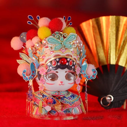 MU 3D Metal Puzzles The Chinese Opera Diva Kitty Cat Figures Model Assembling, Metal Models Kits Miniature Building for Adult, Hobby Birthday New Year Gifts Collectibles Home Decor