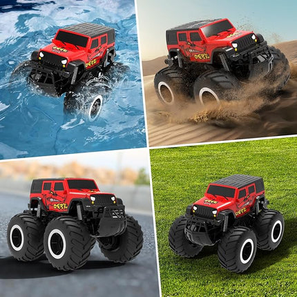 STEMTRON Amphibious Remote Control Car Toys for Boys 2.4 GHz 1:16 All Terrain Off-Road RC Car Waterproof RC Monster Truck Kids Pool Toys Remote Control Boat Gifts for Kids
