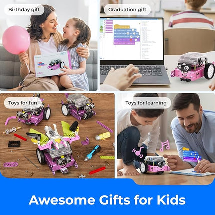 Makeblock mBot Robot Kit, STEM Projects for Kids Ages 8-12 Learn to Code with Scratch Arduino, Robot Kit for Kids, Computer Programming for Beginners Gift for Boys and Girls 8 Pink