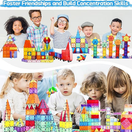 Magnetic Tiles - 100 Pieces Magnetic Blocks for Kids, Magnet Tiles Building Blocks Set, Construction STEM Magnet Toys Gift for Kids, Boys and Girls 3 4 5 6 7 8+ Year Old