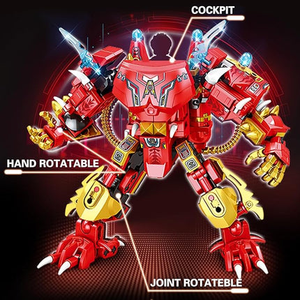 Dinosaur Building Blocks 2 in 1 Transforming Mech, Cpmpatible with Lego Dinosaur Sets, 432 PCS Dinosaur Mech STEM Toys for Boys Ages 6-12, Dinosaur Toy Gift for Christmas & Birthday