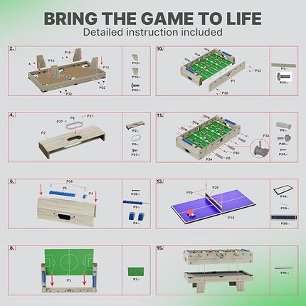 4 in 1 Mini Game Table 28"– Multi Game Table for Adults and for All Family Mini Air Hockey Table, Mini Ping Pong Table, Foosball Table, Pool Table - Tabletop Game