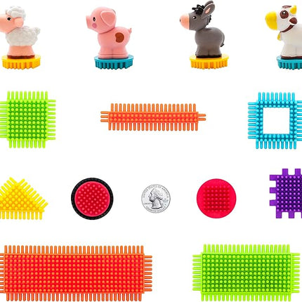 PicassoTiles PTB151 151pcs Hedgehog Lock Block STEM Building Tiles Truck Theme Set Learning Playset STEM Toy Set Educational Kit Child Brain Development Preschool Kindergarten Toy w/Animal Figures