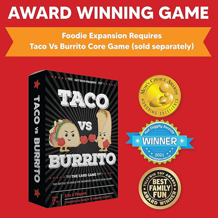 Taco vs Burrito Foodie Expansion Pack - Requires Core Game to Play - Card Game Created by a 7-Year-Old and Perfect for Families, Friends, Adults, Teens & Kids.