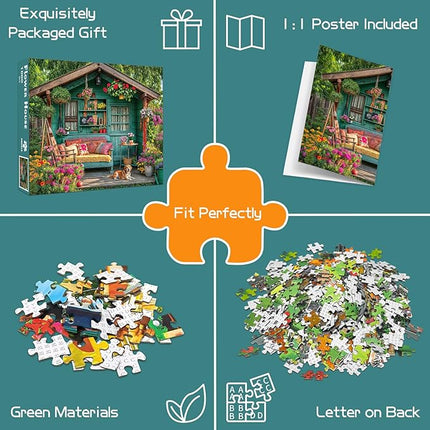 1000 Piece Puzzle for Adults, Flower House Jigsaw Puzzle, Family Puzzles Game, Interlock Perfectly No Dust, Home Decoration Puzzle, Gift for Valentine Friends Parents Kids