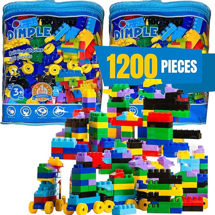 Dimple Large Blocks for Toddlers/Kids Stackable, Multi-Colored, Interlocking Toys Safe, Non-Toxic Plastic Bright Colors, Waterproof Boys and Girls Age 3 + (1200 Pieces)