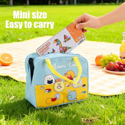 26PCS Mini Magnetic Tiles Building Blocks Set with Portable Iron Case, STEM Travel Toys for Kids Ages 3+, Educational Magnet Construction Puzzles for Boys and Girls,Toddler Puzzle Birthday Gift Toys