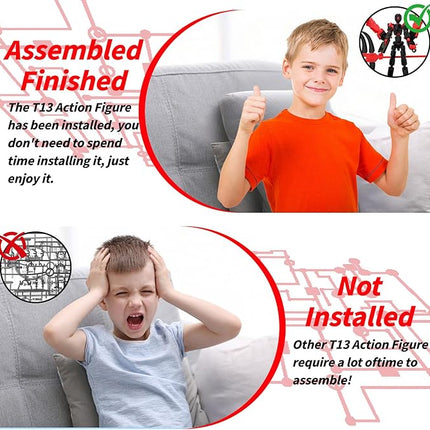 8Inch T13 Action Figure Assembly Completed,3D Printed Multi-Jointed Movable Toy Nova 13 Action Figures Desktop Decorations for Game Lovers Toy (Black Red)