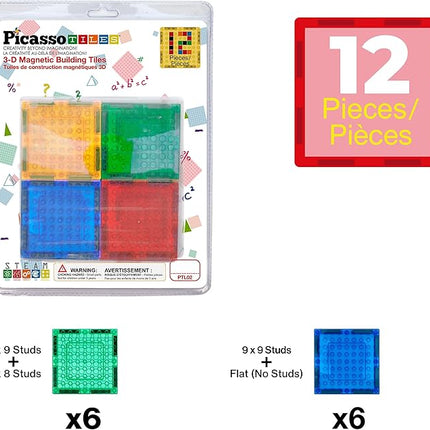 PicassoTiles Magnetic Building Blocks Brick Tiles STEM Creative Magnet Tiles Add Ons Set Construction Toy Socket Spikes Accessory Toys Educational Imaginative Learning Kit Stacking Set Toddlers Colors