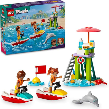 LEGO Friends Beach Water Scooter, Lifeguard Toy Building Set for Kids, Beach Toy Gift Idea for Girls and Boys Ages 5 Years and Up with 2 Mini Dolls and a Dolphin Toy Figure, 42623