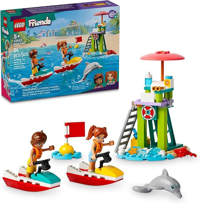 LEGO Friends Beach Water Scooter, Lifeguard Toy Building Set for Kids, Beach Toy Gift Idea for Girls and Boys Ages 5 Years and Up with 2 Mini Dolls and a Dolphin Toy Figure, 42623