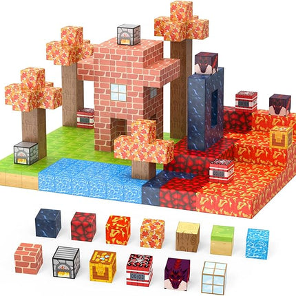 Magnetic Blocks 100Pcs Magnetic Tiles Building Toys Construction Toys STEM Sensory Construction Toys for 3 4 5 6 7 8 Year Old Boys & Girls, Creative Kids Games Kids Toy