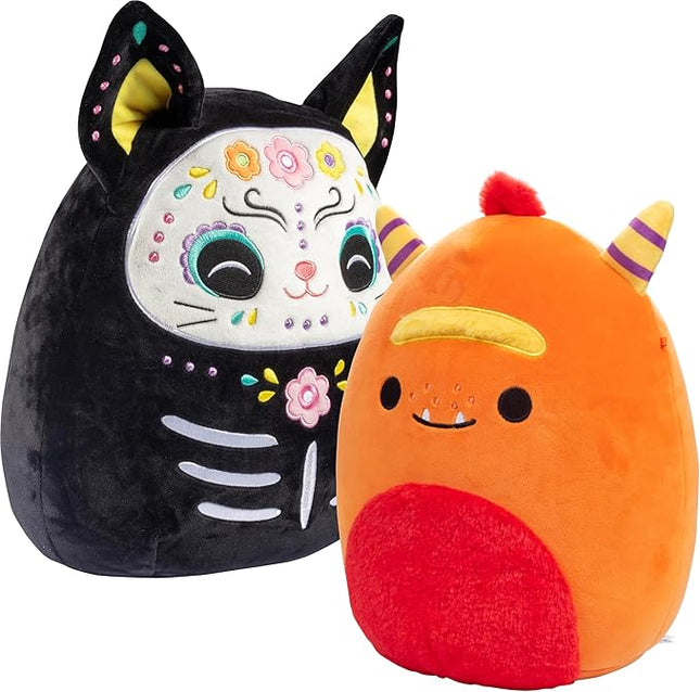 Squishmallows Halloween 10" Monster & 12" Cat 2-Squish 2025 Value Pack - Get Two Jumbo Official Jazwares Plush for Less - Soft & Squishy Spooky Stuffed Animal Toy - Gift for Kids, Girls & Boys