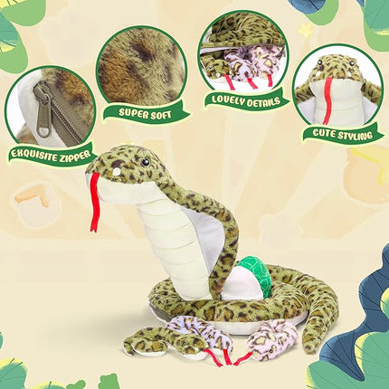 IKASA Mommy Snake Stuffed Animal Plush Toy, 86.5" Cute and Soft Mom Family Set with Mini Baby, Christmas and Birthday Gifts for Children