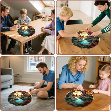 Tree River 200 Pieces Wooden Puzzles for Adults - Autumn Landscape Jigsaw Puzzle with Colorful Trees and Flowing River, Family Night Fun & Thanksgiving Gifts, 11.2x11.1 in