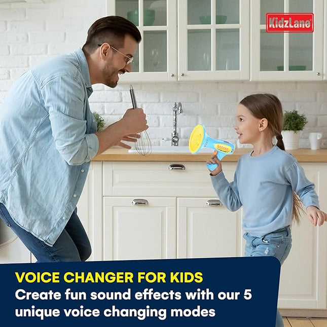 Kidzlane Voice Changer for Kids - Megaphone with LED Lights and 5 Sound Effects - Voice Changer Toy for Boys and Girls Age 5 and Up - Blue