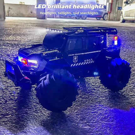 Amphibious Remote Control Car Waterproof Monster RC Cars 4WD All Terrain Off-Road Stunt Vehicle Toys with 2.4 GHz LED Lights for 6 7 8 9 10 11 12+ Year Old Kids Boys Girls Gifts Presents (Black)