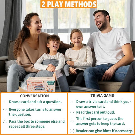 700 Prompts 6 Themes Conversation Cards and Trivia Game Fun for Adults and Kids - Perfect for Family Dinners, Road Trips, and More! (5” X 2” X 2”)