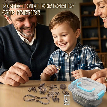 12Pcs Brain Teaser Puzzles for Adults and Teens, 3D Metal Puzzle Set with Various Difficulty Levels, IQ Logic Challenge Disentanglement Game, Fun Handheld Brain Teasers for Focus, Gifts for Boys Girls