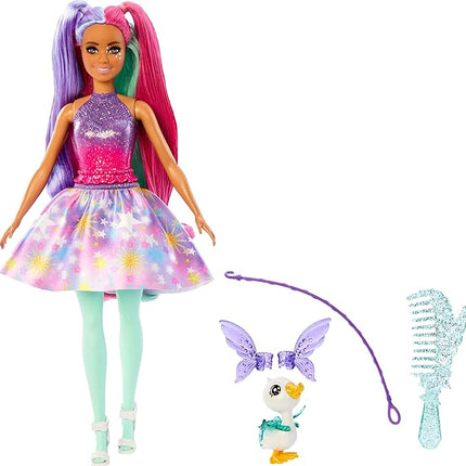 Barbie A Touch of Magic Fashion Doll, The Glyph with Fantasy Outfit & Colorful Hair with Comb & Pet Accessories