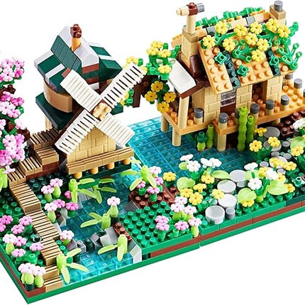 Botanicle Collection Sakura Tree House Micro Blocks Building Set for Adults Toy Friendship Windmill Cherry Blossom Tree Flowers for Girls 2 Sets