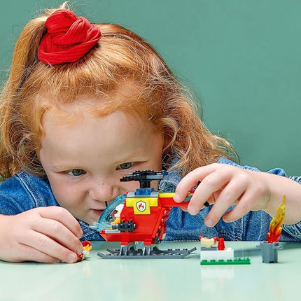 LEGO City Fire Helicopter Toy 60318 for Preschool Kids, Boys and Girls 4 Plus Years Old, with Firefighter Minifigure & Starter Brick