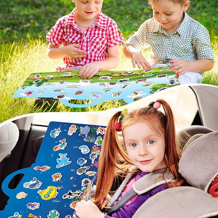 Reusable Sticker Book for Toddlers 2-4 Years, Stickers for Kids, Toddler Sticker Book Ages 1-3, Toddler Craft Activities, Toddlers Travel Toys Ages 2+ Boy Girl Birthday Gifts