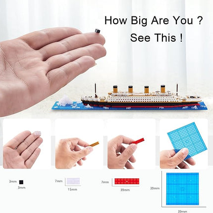 Titanic Ship Model Building Block Set for Adults Cruise Ship MIicro Blocks DIY Educational Toys for Kids Ages of 14+ 1872 Pieces