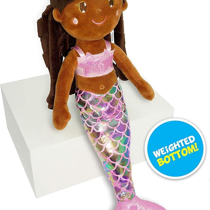 June Garden 15.5" Sparkly Mermaid Layla - Soft Mermaid Plush Stuffed Doll Gift for Toddler Girls