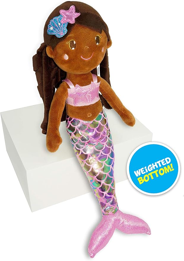 June Garden 15.5" Sparkly Mermaid Layla - Soft Mermaid Plush Stuffed Doll Gift for Toddler Girls