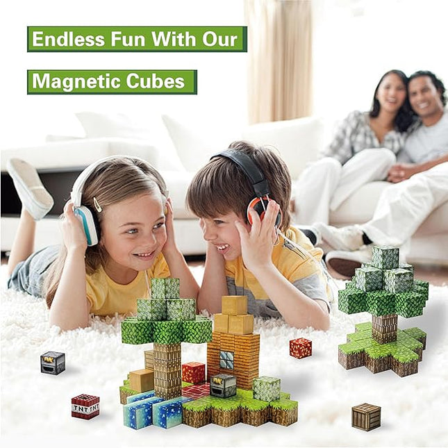 Magnetic Blocks - 70PCS Build Mine Magnet World Set, Educational Magnetic Tiles Building Toys for Boys & Girls, STEM Sensory Toys for Toddlers Kids Age 3+, Start Set