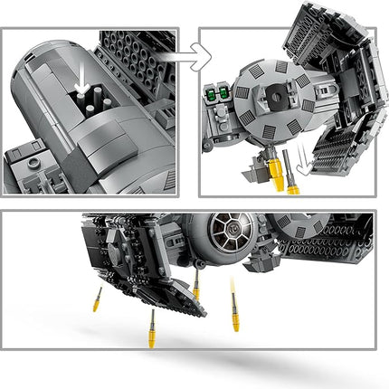 LEGO Star Wars TIE Bomber Model Building Kit, Star Wars Toy Starfighter with Gonk Droid Figure, Darth Vader Minifigure and Lightsaber, Collectible Star Wars Gift for 9 Year Olds, 75347