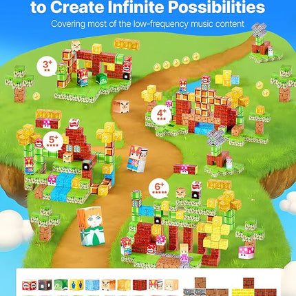 VEVOR Magnetic Blocks, 100 PCS Magnet Blocks Set, Magnetic Building Cubes for Kids, STEM Montessori Sensory Toys for Christmas Birthday Gift, Construction Stacking Toy for 3+ Years Old Boys & Girls