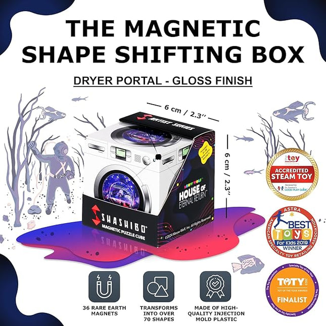 SHASHIBO Shape Shifting Box - Award-Winning Fidget Toy w/ 36 Rare Earth Magnets - Fidget Cube Transforms Into Over 70 Shapes, Sensory Toy Gift for Kids, Teens, and Adults (Dryer Portal)