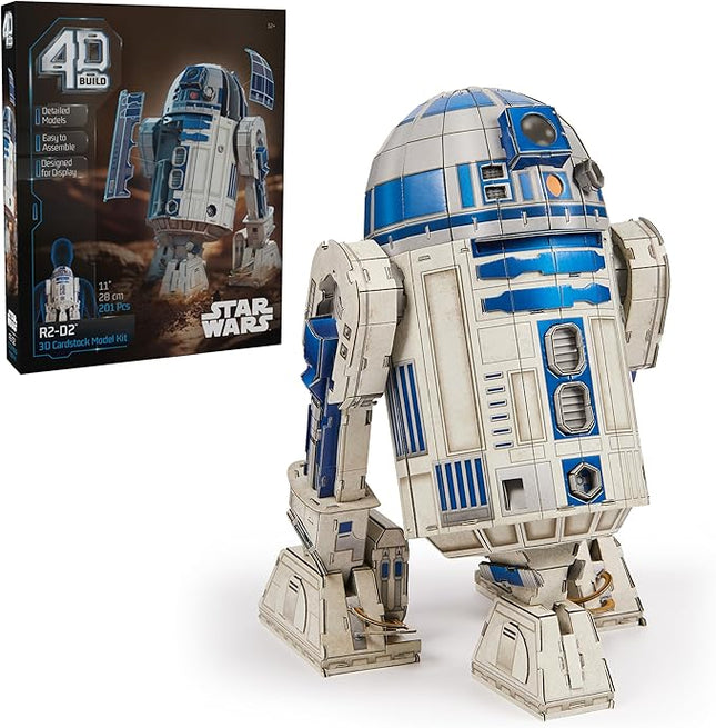 4D Build Star Wars R2-D2 Cardstock 3D Model Kit, Star Wars Gifts, Toys Desk Décor for Fans & Collectors, 201 Pieces, 3D Puzzles, Gift Ideas for Ages 12 & Up