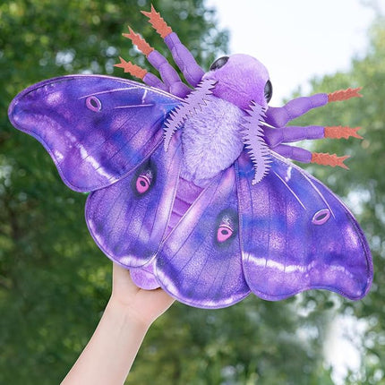 Head Hawkmoth Plush, Simulation Hawkmoth Stuffed Animals -15 inches, Moth Plushie Model Collction, for Moth Lovers, Kids,Purple，M