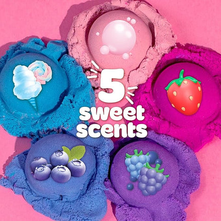 Play-Doh Sand Sensory Bucket, 5 Colors & Scents, Colored Sand in Resealable Container with 5 Sensory Tools, Sand Castle Building Kit, Creativity for Kids Sensory Bin, Toys for Soft Play