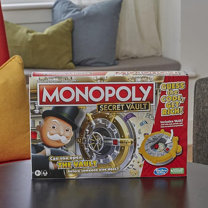 Monopoly Secret Vault Board Game for Kids Ages 8 and Up, Family Board Game for 2-6 Players, Includes Vault