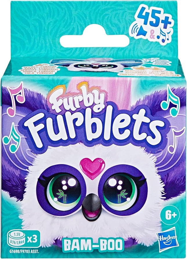 Furby Furblets Bam-Boo Mini Friend, Electronic Plush Toys for Girls & Boys, Panda, Black & White, Speaks Furbish & Plays Music, Series 5, Back to School Gifts, Ages 6+