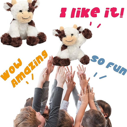 Hopearl Adorable Plush Cow Toy Floppy Dairy Cattle Soft Stuffed Animal Cute Birthday Gifts for Boys Girls Kids Toddlers, Brown, 9''