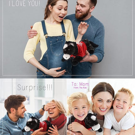 DolliBu I Love You Valentine Plush Lying Black Horse - Cute Stuffed Animal with Red Shirt and Name Personalization Gift for Valentines Day, Birthday, Anniversary - 10.5 Inches