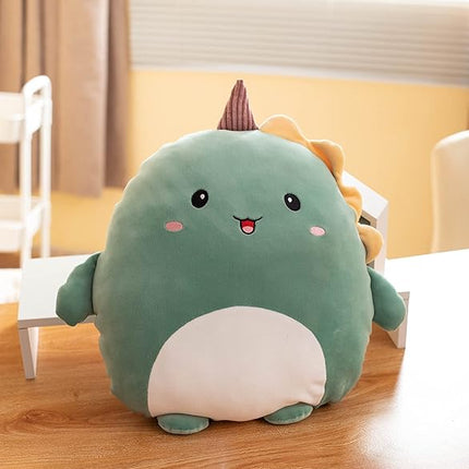 Soft Flat Dinosaur Plush Hugging Pillow Cute Green Dinosaur Unicorn Stuffed Animal Dino Plushies Toys Kids Dino Anime Cushion for Birthday, Valentine's Day, Christmas...16.5 Inch