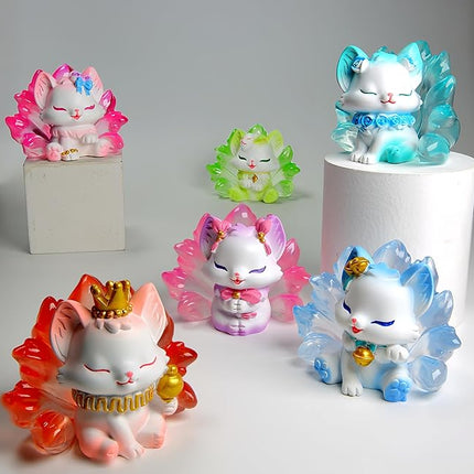 Cute Nine-Tailed Fairy Fox Mystery Box Blind Boxes Random Design Collectible Toy Figures Set for Desk Accessories Christmas Party Gifts Stocking Fillers