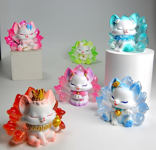 Cute Nine-Tailed Fairy Fox Mystery Box Blind Boxes Random Design Collectible Toy Figures Set for Desk Accessories Christmas Party Gifts Stocking Fillers