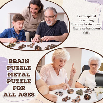 Yilloog 24 Pcs Metal Brain Teaser Puzzles Assortment for Adults Difficult Magic Puzzles Highly Hard Brain Games Iq Logic Test Disentanglement Game for Classroom Mind Challenge(Classic)