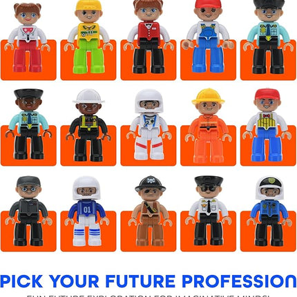 Playmags Large Magnetic Figures Community Set of 15 Pieces – 3” Play People Perfect for Magnetic Toys Building Blocks - STEM Learning Toys for Kids – Magnet Tiles Expansion Accessories Pack