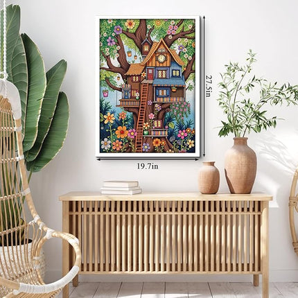 Treehouse Puzzles for Adults 1000 Pieces, Colorful Fantasy Tree of Life Jigsaw Puzzles, Challenging Floral Plant Puzzle