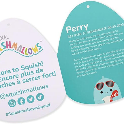 Squishmallows Original 14-Inch Perry Teal Dolphin with Red Surfboard - Official Jazwares Large Plush