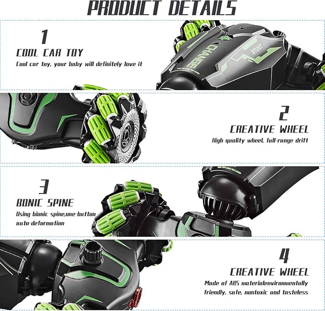 4WD Remote Control Gesture Sensor Car,Hand Controlled RC Stunt Car,Double-Sided Vehicle 360° Rotation with Light and Music Spray, Watch Toy Cars for Boys & Girls Birthday